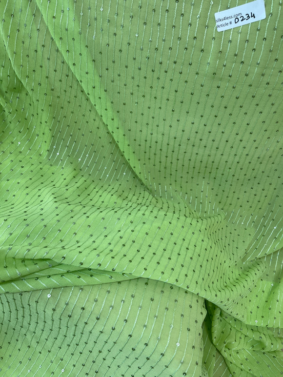 Exquisite Quality Silk Chiffon Hand Embroidered - ACID GREEN!!!