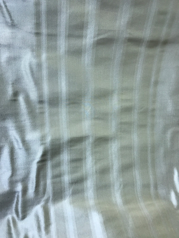 Designer Quality Silk Taffeta Stripes  - IVORY/ GREENISH GRAY!!!