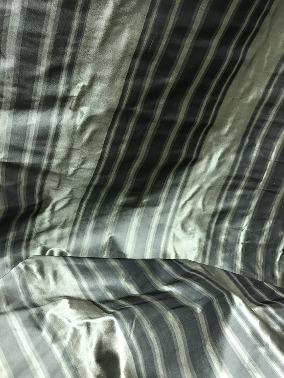 Designer Quality Silk Taffeta Stripes  - BLACK/ GRAY!!!