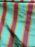 Designer Quality Silk Taffeta Stripes  - GREENS/ GOLDS/ RED!!!