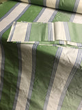 Designer Quality Silk Taffeta Stripes  - GREENS/ OFF-WHITE, SKY BLUE!!!